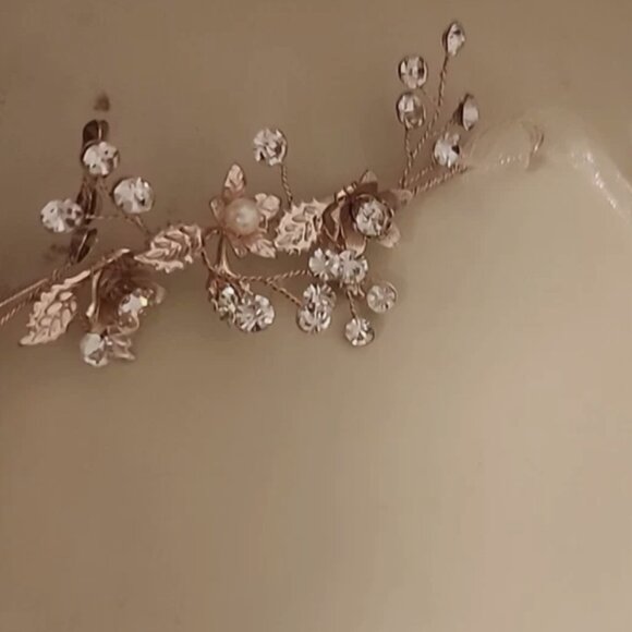 DAVID\'S BRIDAL VINE SASH WITH CRYSTALS & PEARLS NEW NEVER WORN #S8148 main image 5